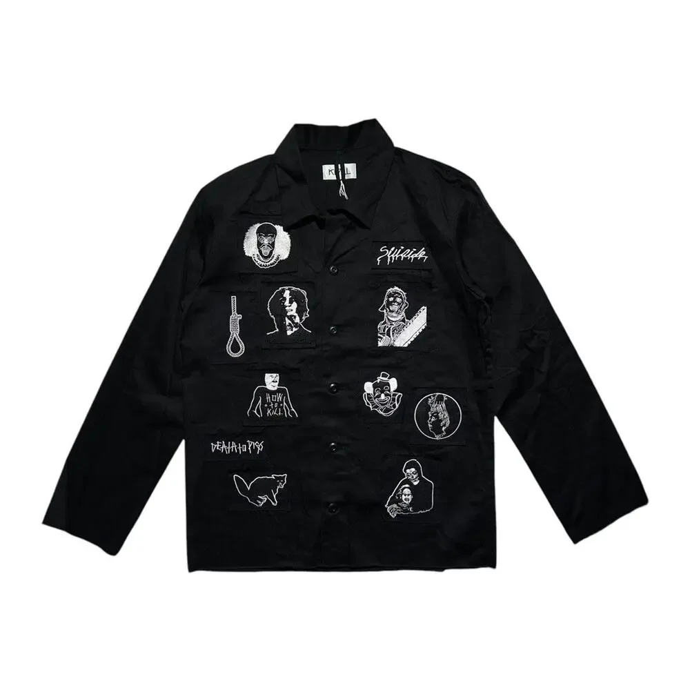 $675 graphic patchwork button down - Picture 1 of 3